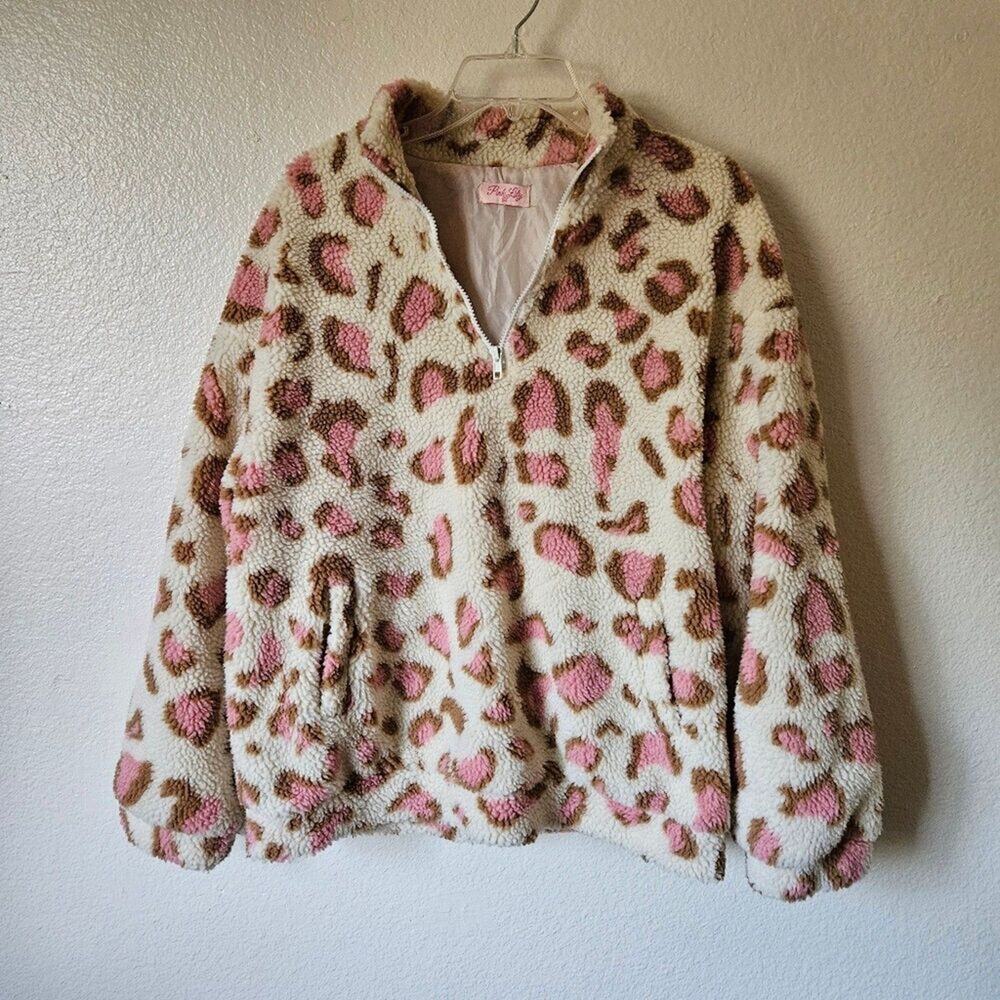 Leopard Print Fleece Pullover Size XL